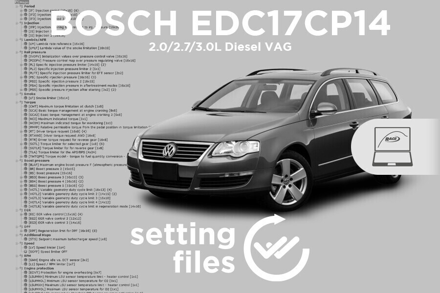 Settaggi di seconda generazione per centralina BOSCH EDC17CP14 (diesel 2.0/2.7/3.0L)
