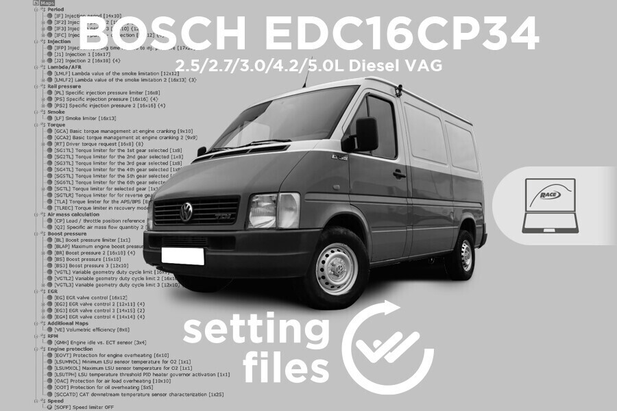 Settaggi di seconda generazione per centralina BOSCH EDC16CP34 (diesel 2.5/2.7/3.0/4.2/5.0L)